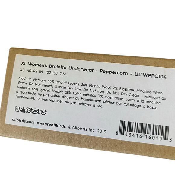 Allbirds NWT Women's Peppercorn Trino Bralette Size XL - Picture 4 of 6
